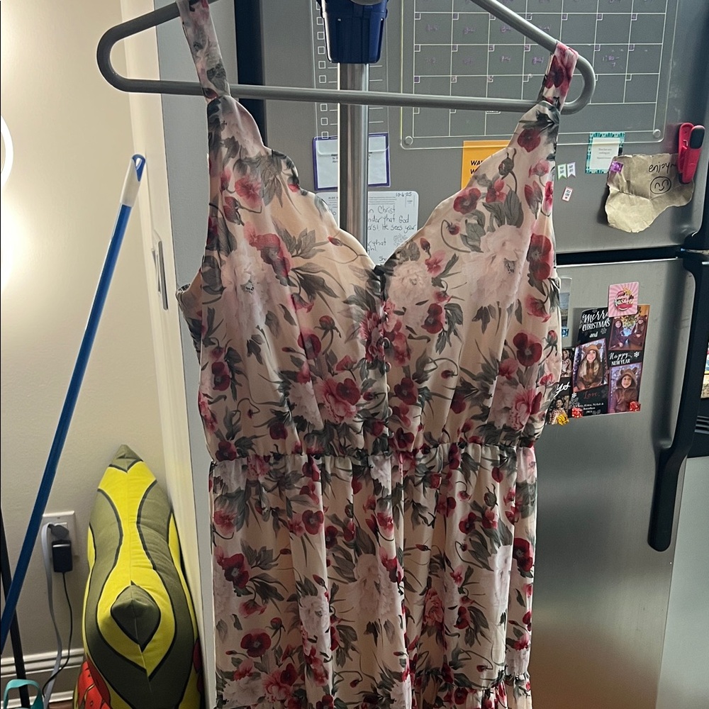 MELLODAY Floral Dress in Pink and Cream